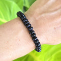 Blue Goldstone Beaded Bracelet: Rondelle Bead Stretch Bracelet