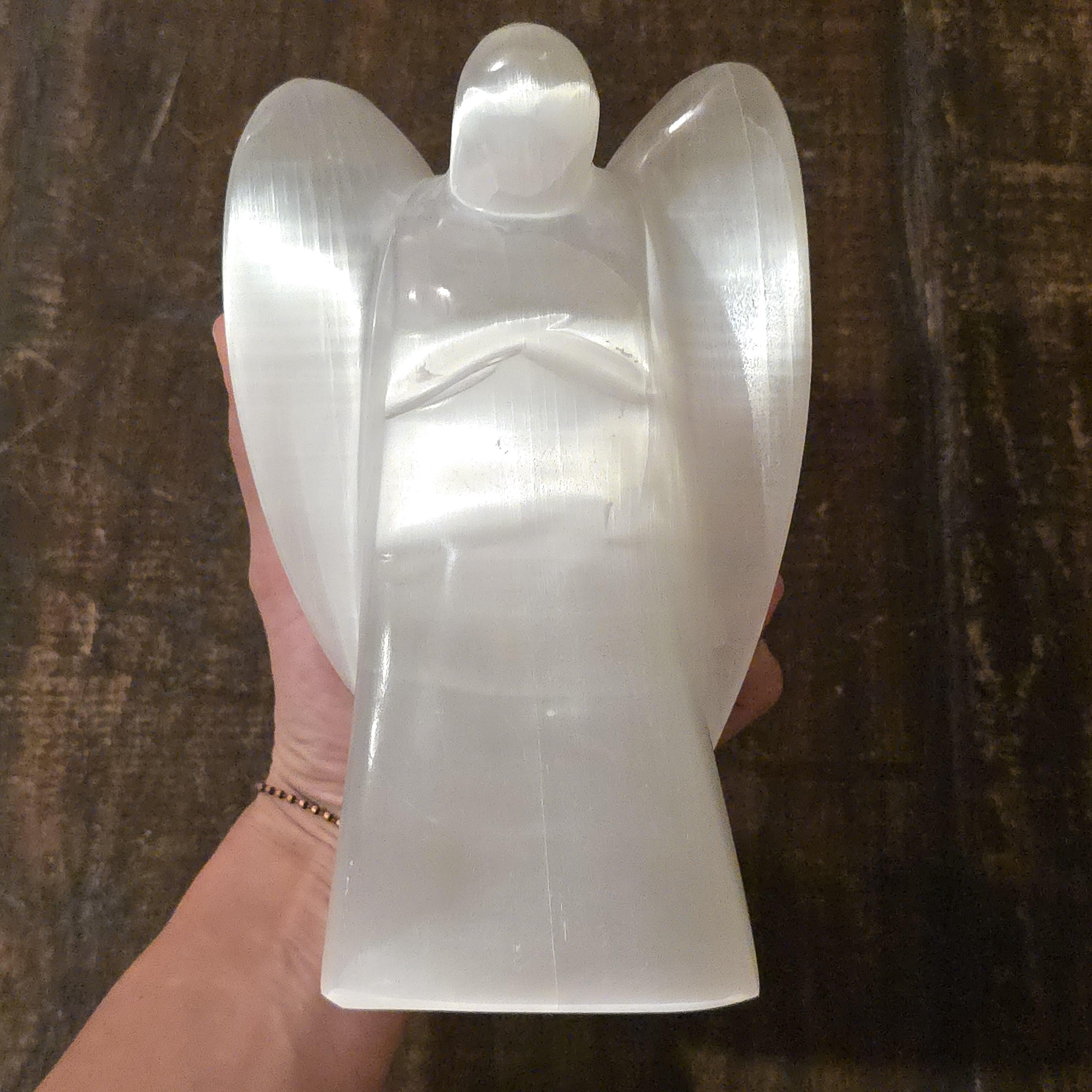 Selenite Angel Table Lamp: Large Unique Crystal Lamp