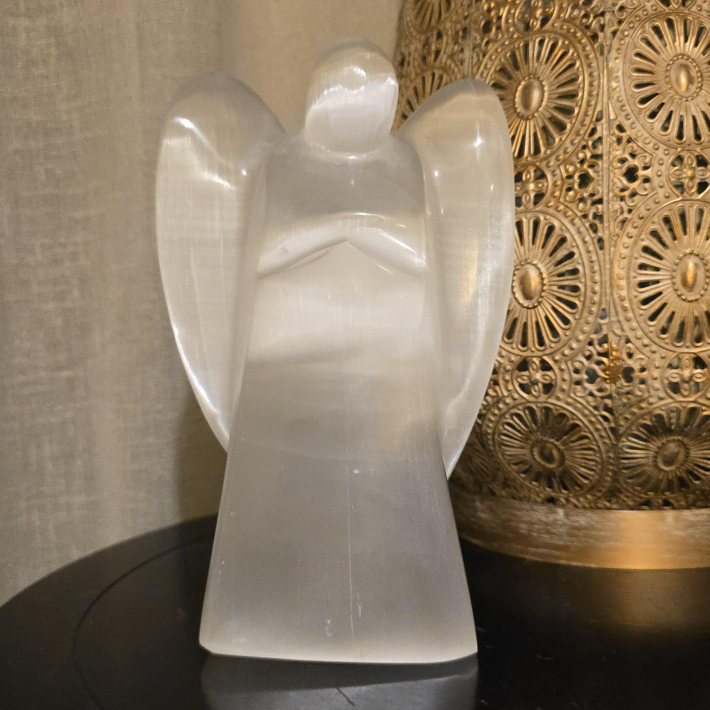 Selenite Angel Table Lamp: Large Unique Crystal Lamp