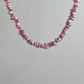 Long Garnet Crystal Necklace: 30 Inch Handmade Gemstone Chips Necklace