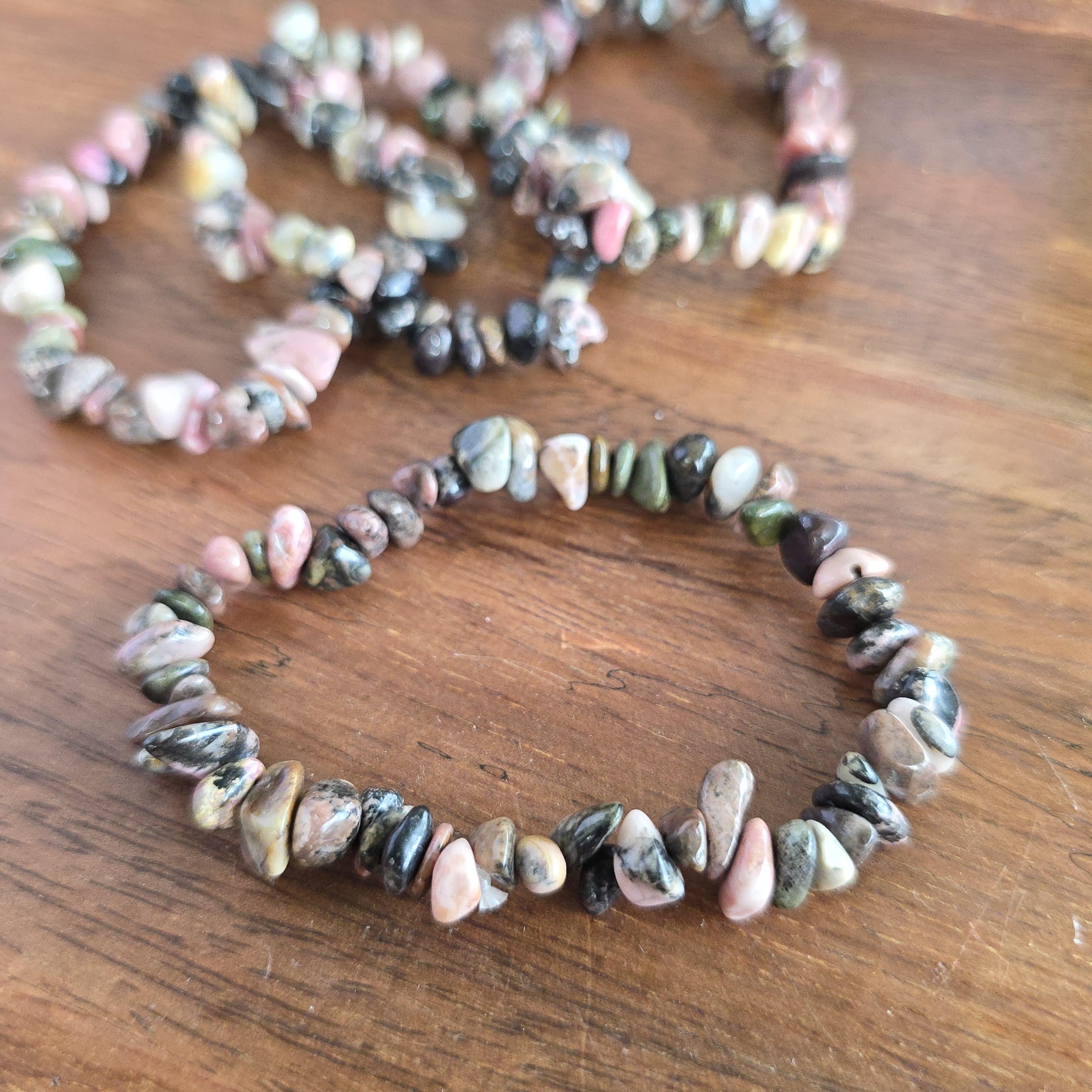 Rhodonite Crystal Chips Bracelet