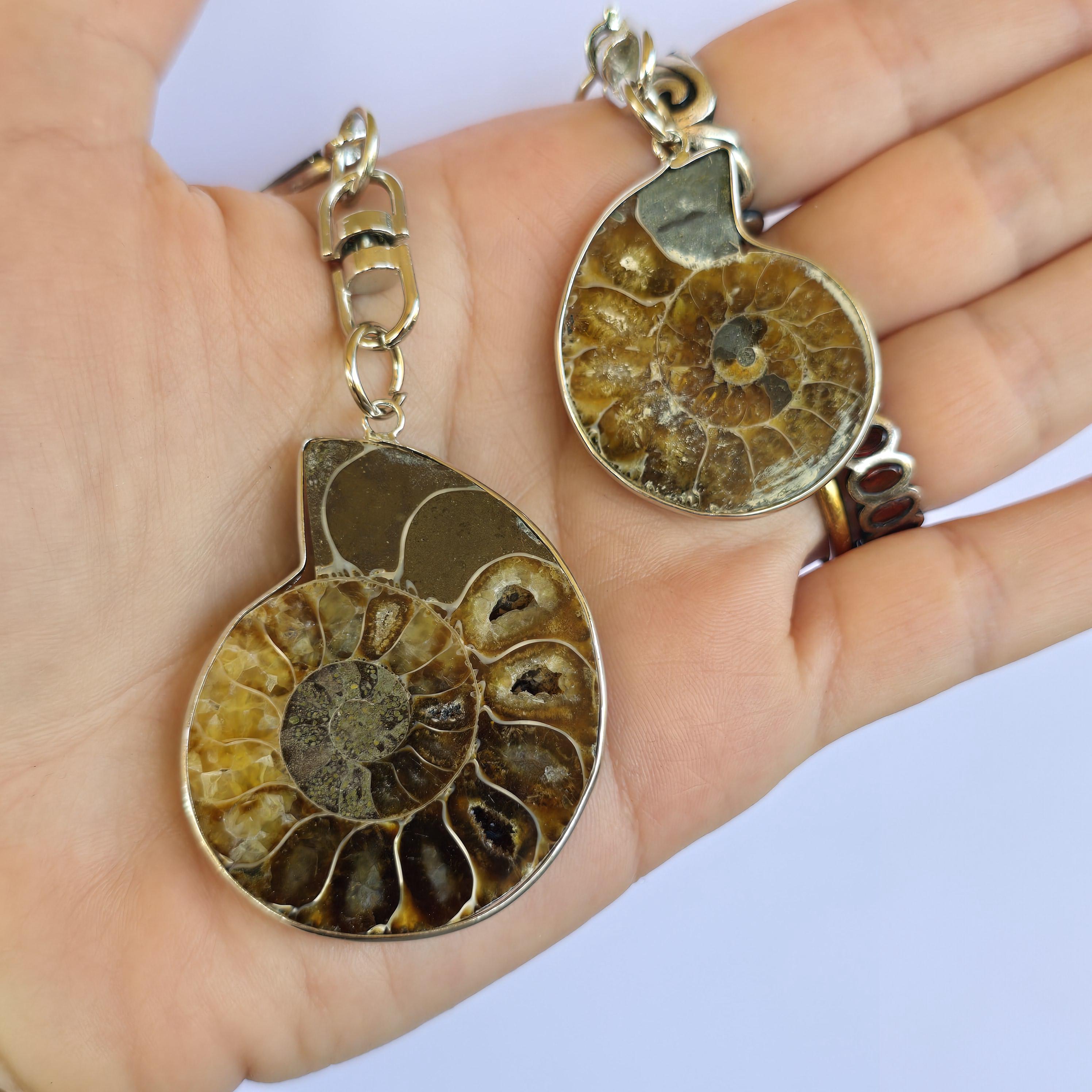 Ammonite Keychain - Nautilus Fossil Bag Tag