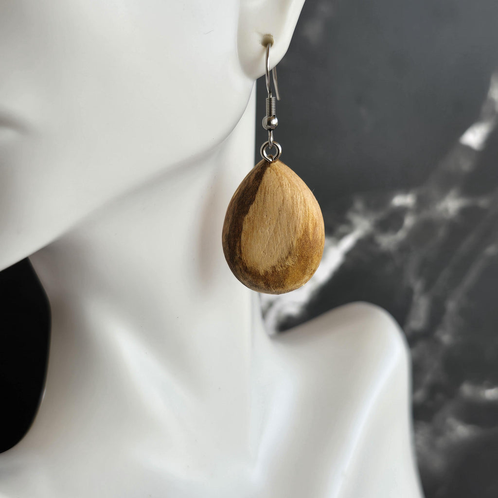 Palo Santo Wood Earrings - Heart or Drop Shape Dangle Earrings