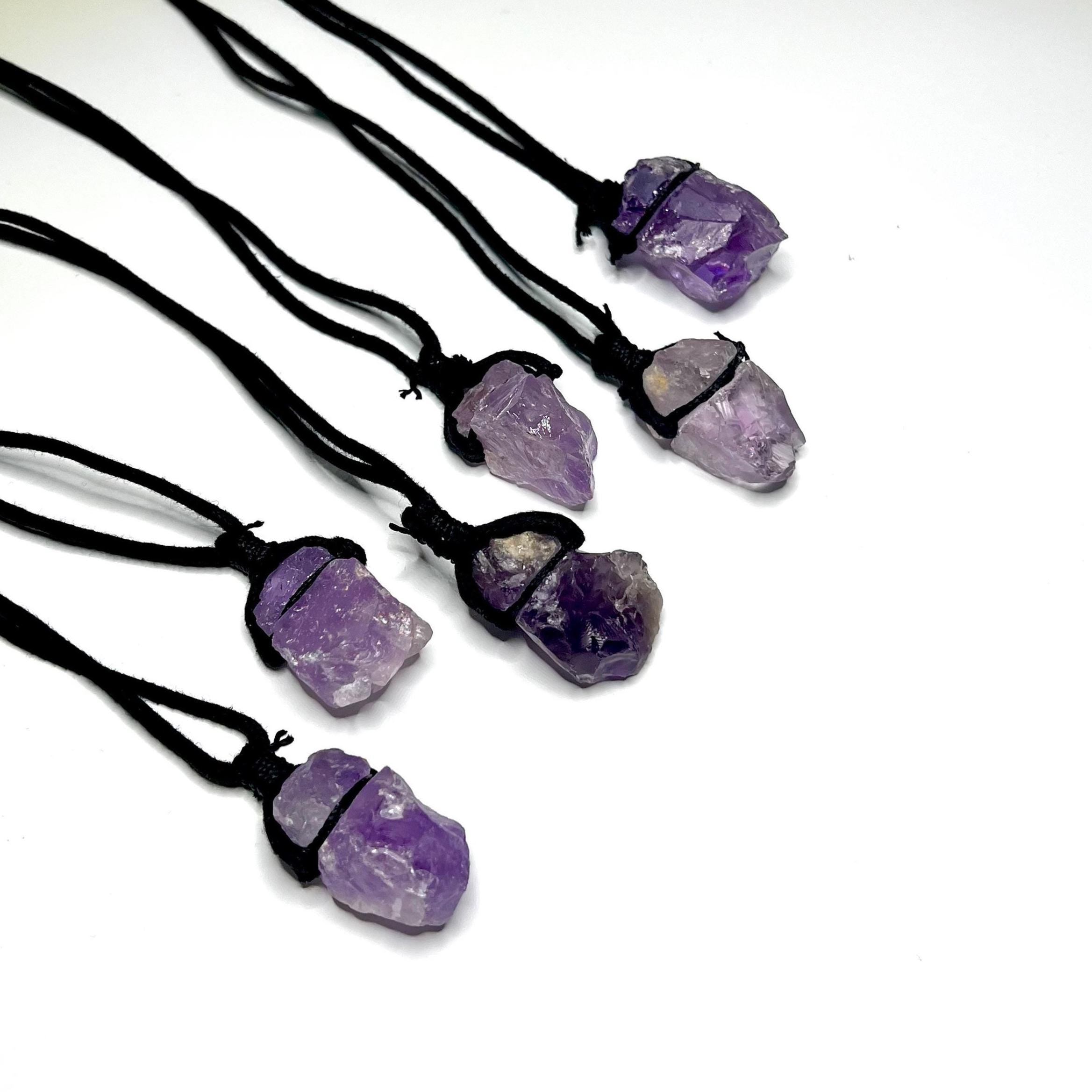 Raw Amethyst Crystal Cord Necklace