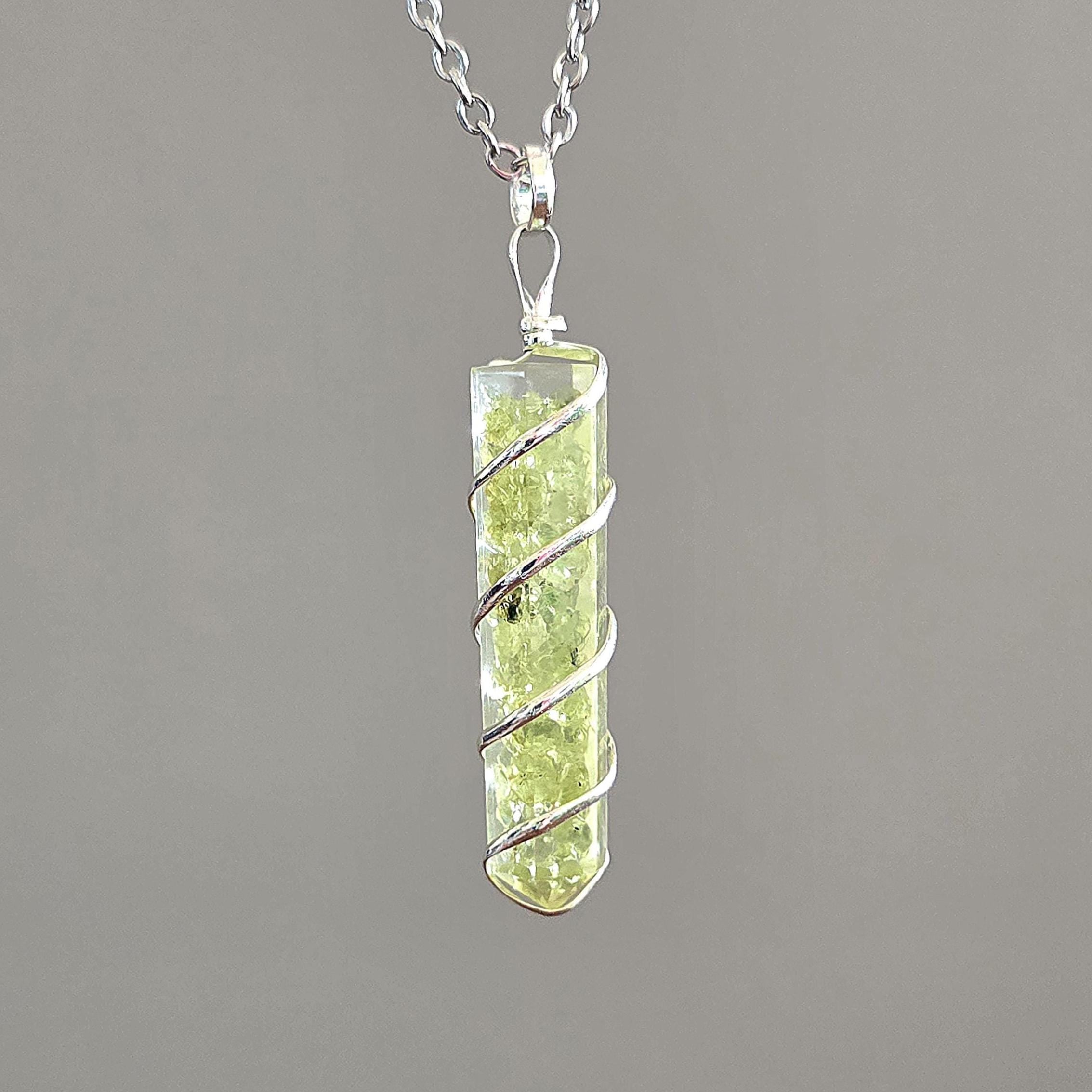 Peridot in Orgonite Wire Wrapped Pendant Necklace - #2