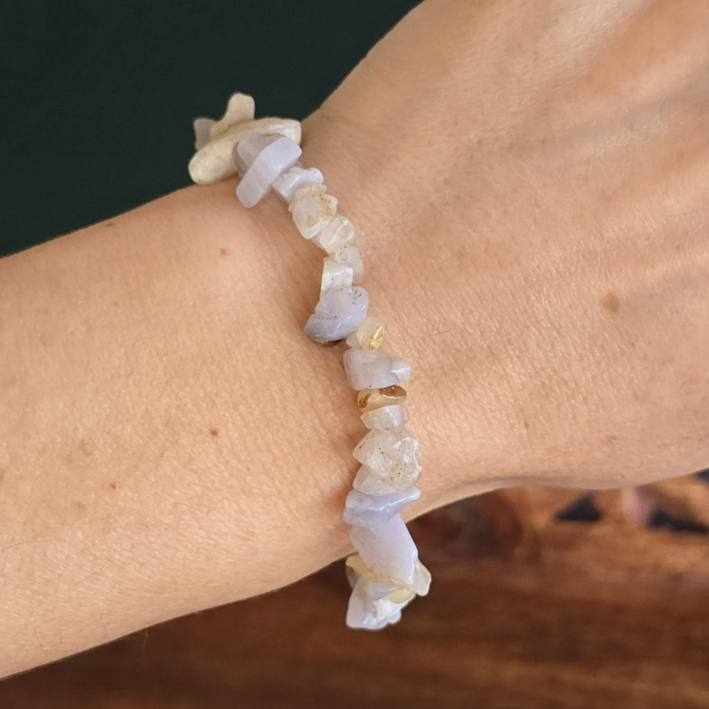 Blue Lace Agate Crystal Chips Bracelet