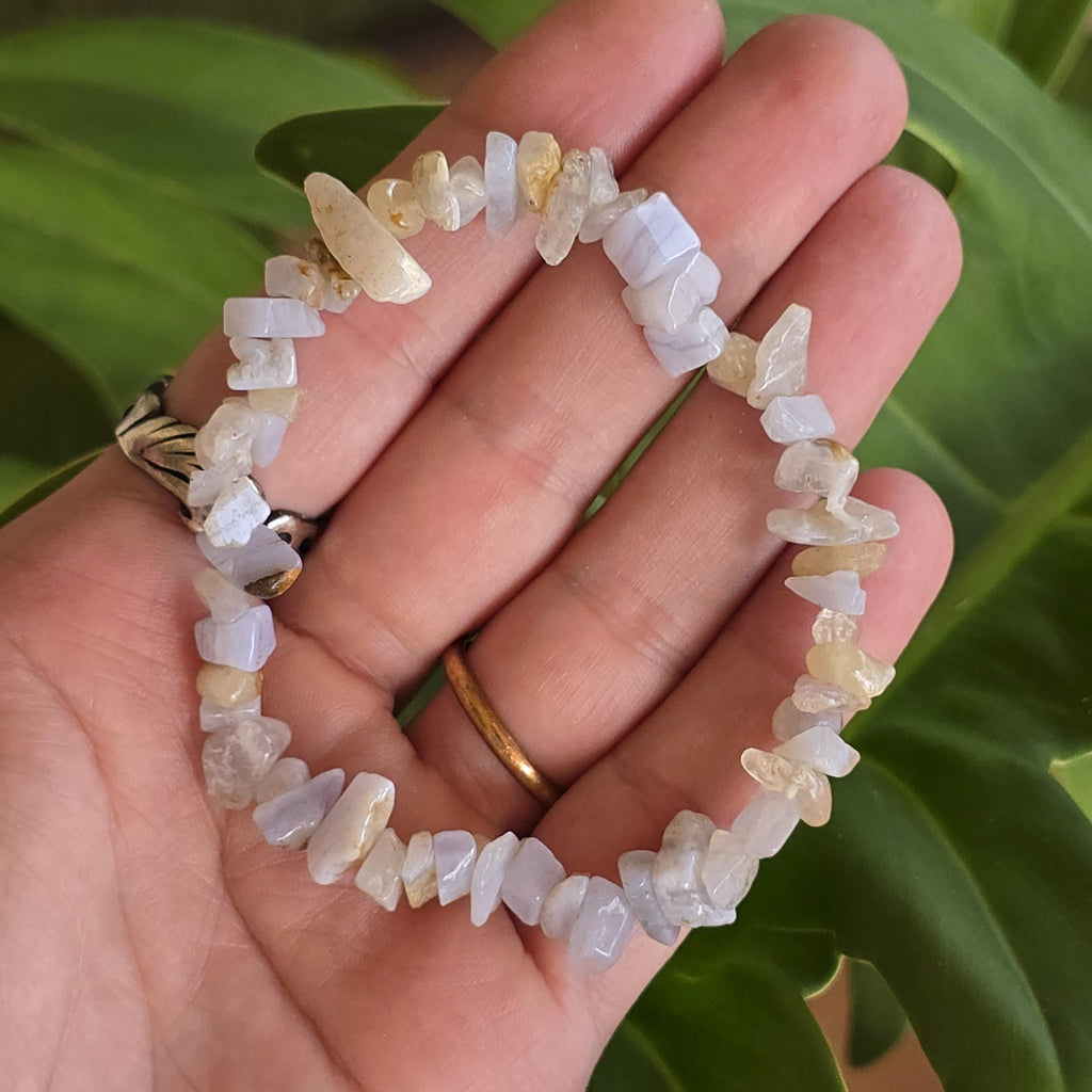 Blue Lace Agate Crystal Chips Bracelet