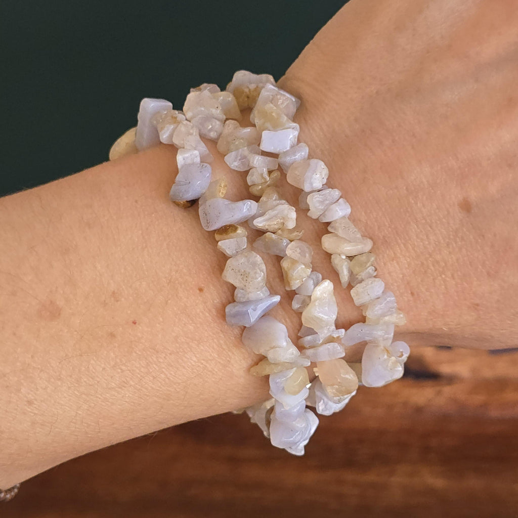 Blue Lace Agate Crystal Chips Bracelet