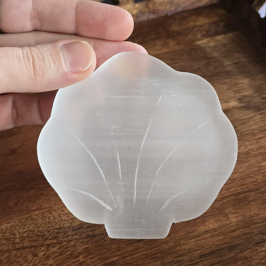 Moroccan Selenite Crystal Charging Bowl - Hand Carved White Selenite Bowl
