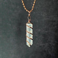 Selenite Wire Wrap Crystal Necklace - Copper Wrapped Gemstone Pendant with Chain