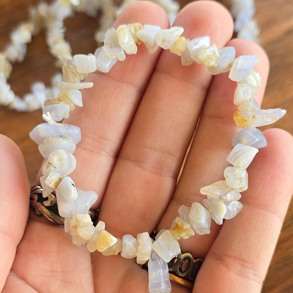Blue Lace Agate Crystal Chips Bracelet