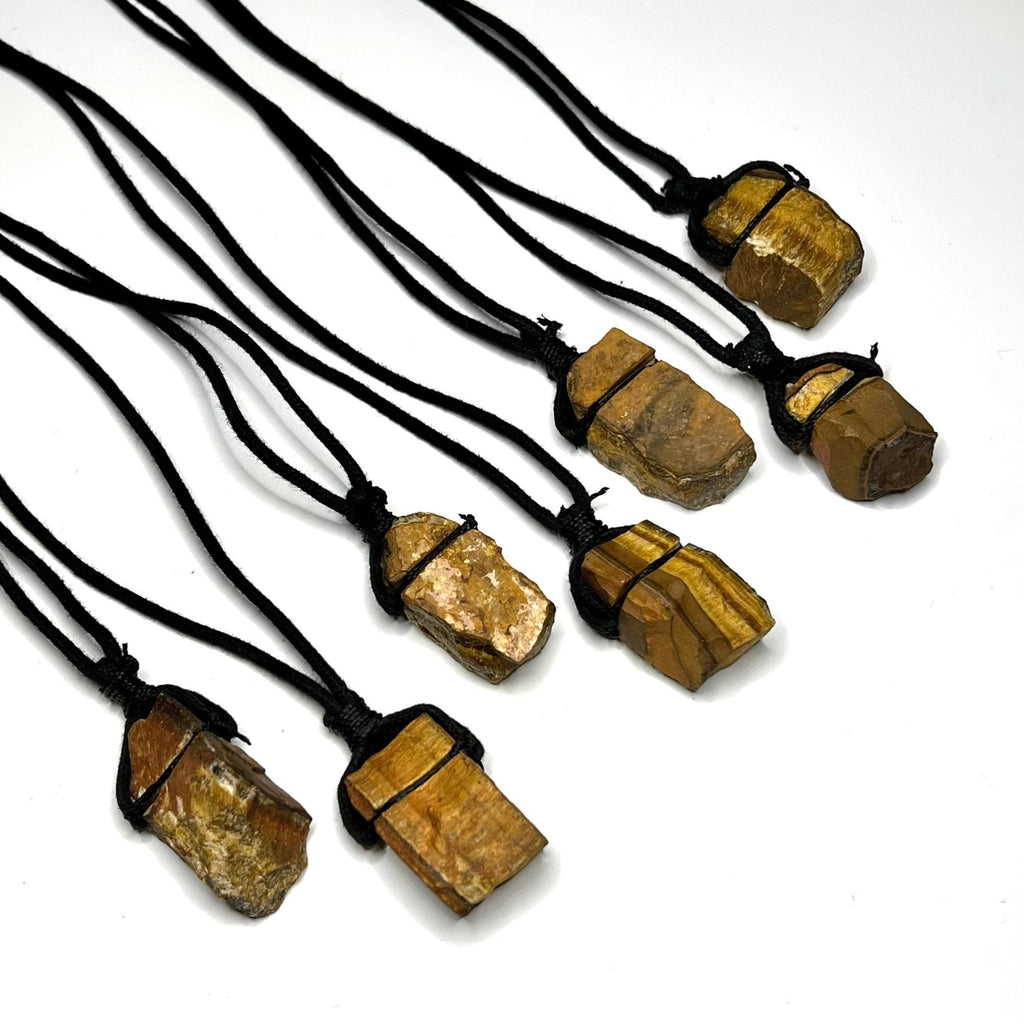 Tiger's Eye Pendant Necklace - Handmade Gemstone Cord Necklace