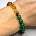 Abundance Bracelet - Citrine Pyrite Jade Green Aventurine 8mm Bead, Copper Spacers
