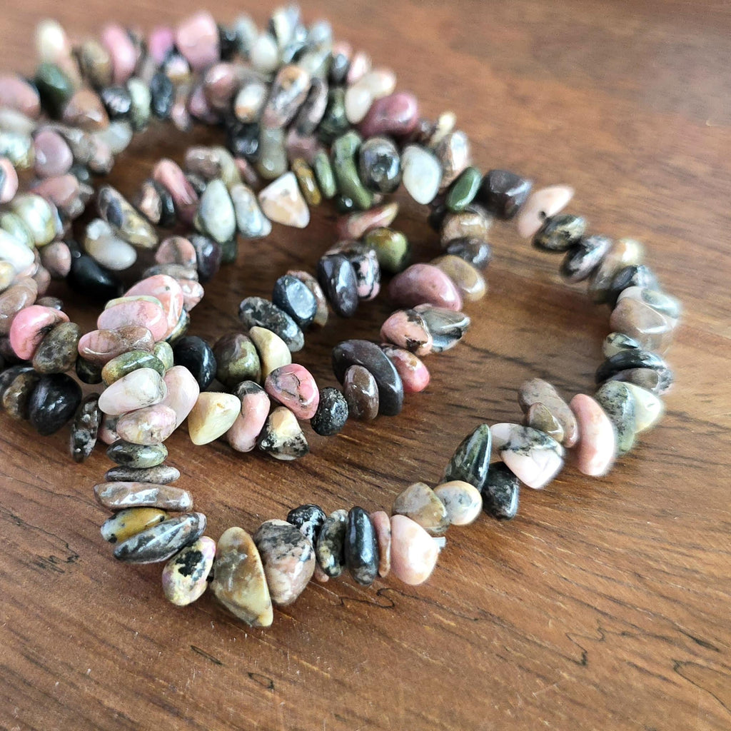 Rhodonite Crystal Chips Bracelet