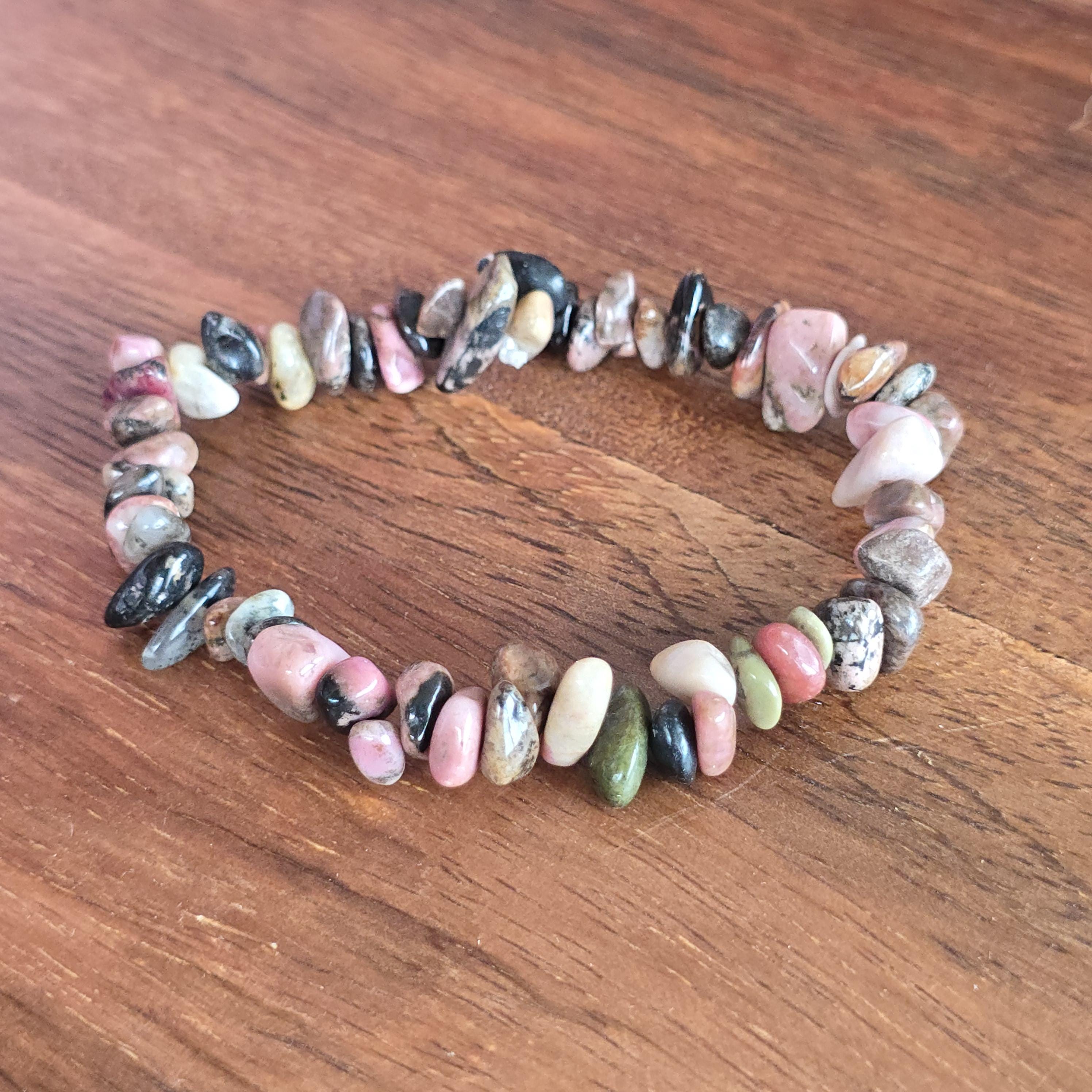 Rhodonite Crystal Chips Bracelet