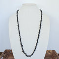 Black Tourmaline Chips Necklace: 36" Handmade Long Crystal Necklace