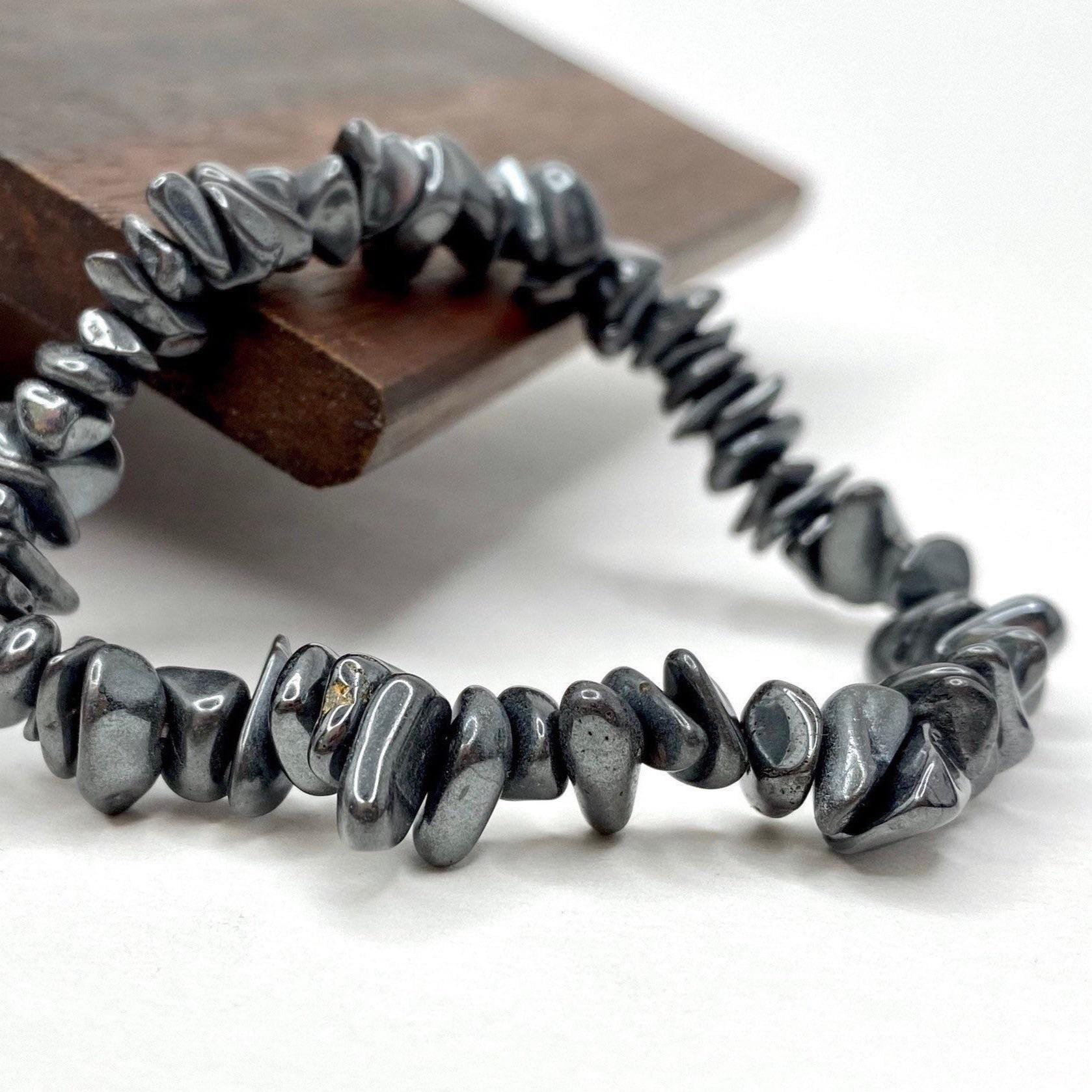 Hematite Chip Bracelet: Gemstone Beaded Stretch Bracelet