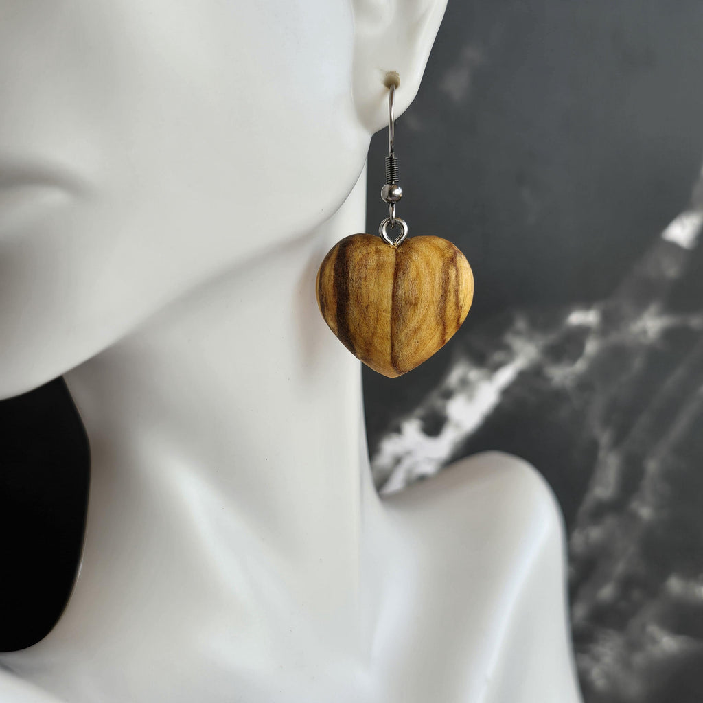 Palo Santo Wood Earrings - Heart or Drop Shape Dangle Earrings