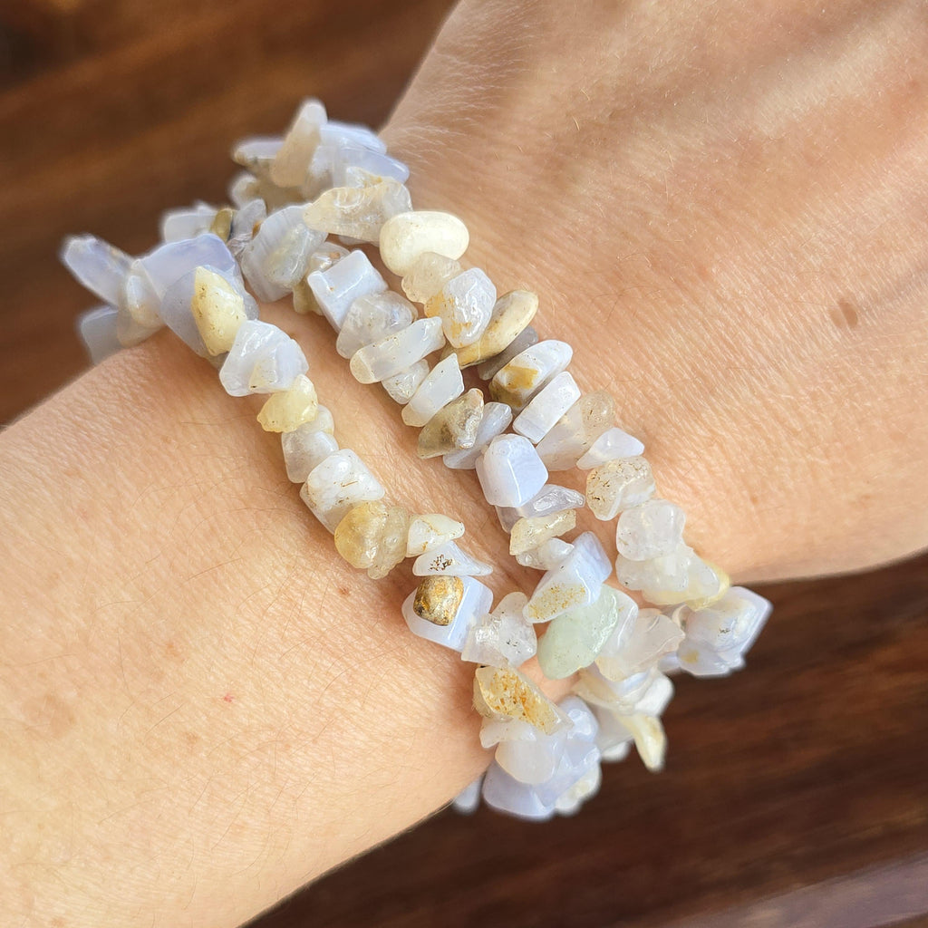 Blue Lace Agate Crystal Chips Bracelet