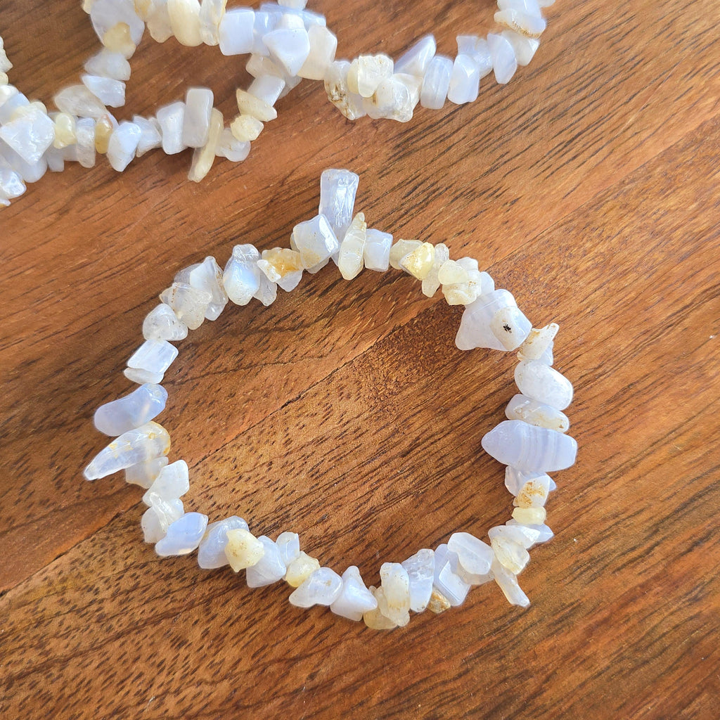 Blue Lace Agate Crystal Chips Bracelet
