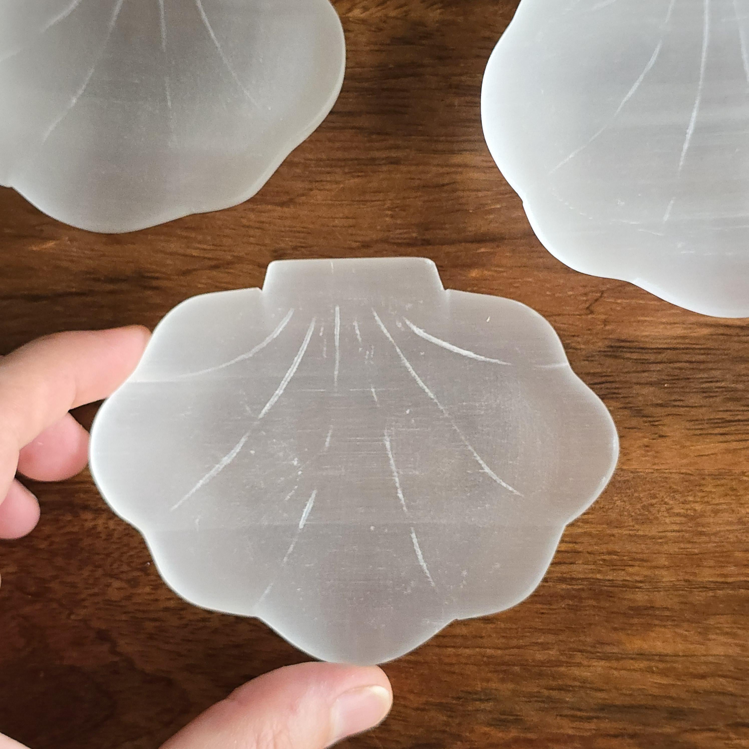 Moroccan Selenite Crystal Charging Bowl - Hand Carved White Selenite Bowl