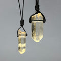 Natural Citrine Crystal Necklace | Handmade Black Cord Pendant Necklace