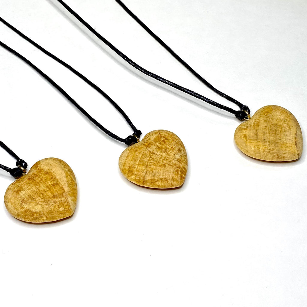 Palo Santo Cord Necklace, Heart Shaped Wooden Pendant
