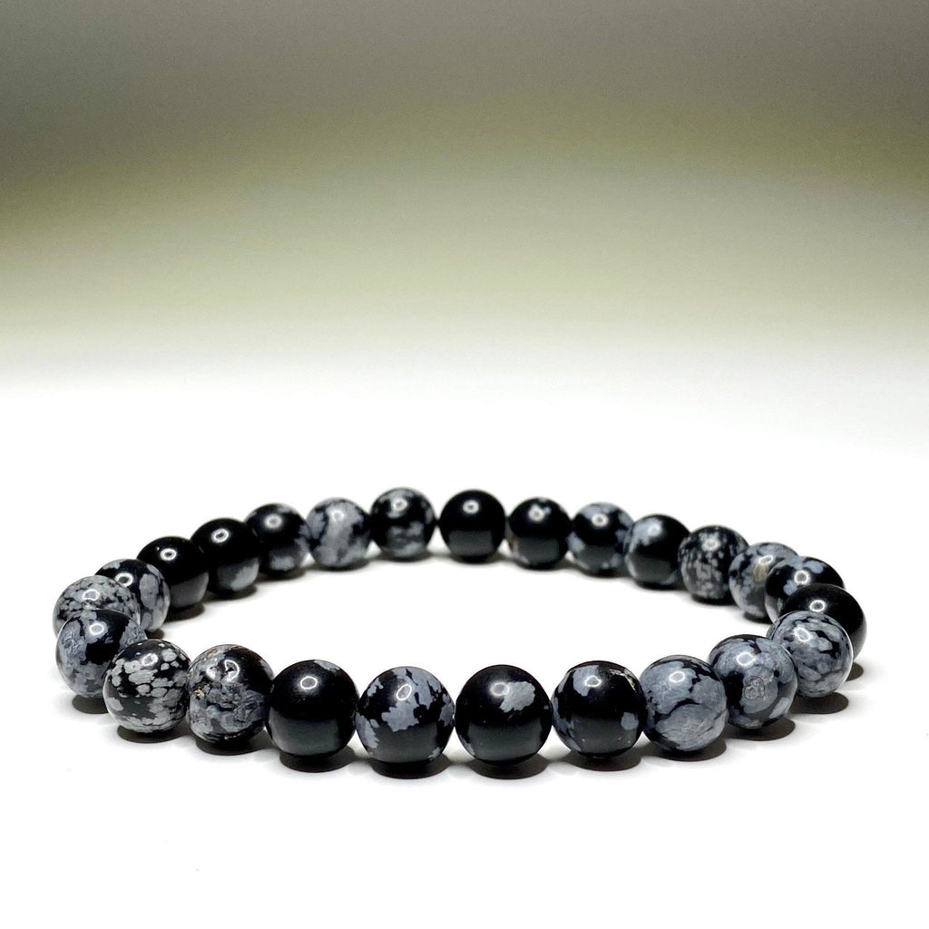 Snowflake Obsidian Crystal Bracelet: Gemstone Beaded Bracelet