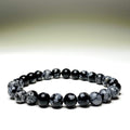 Snowflake Obsidian Crystal Bracelet: Gemstone Beaded Bracelet