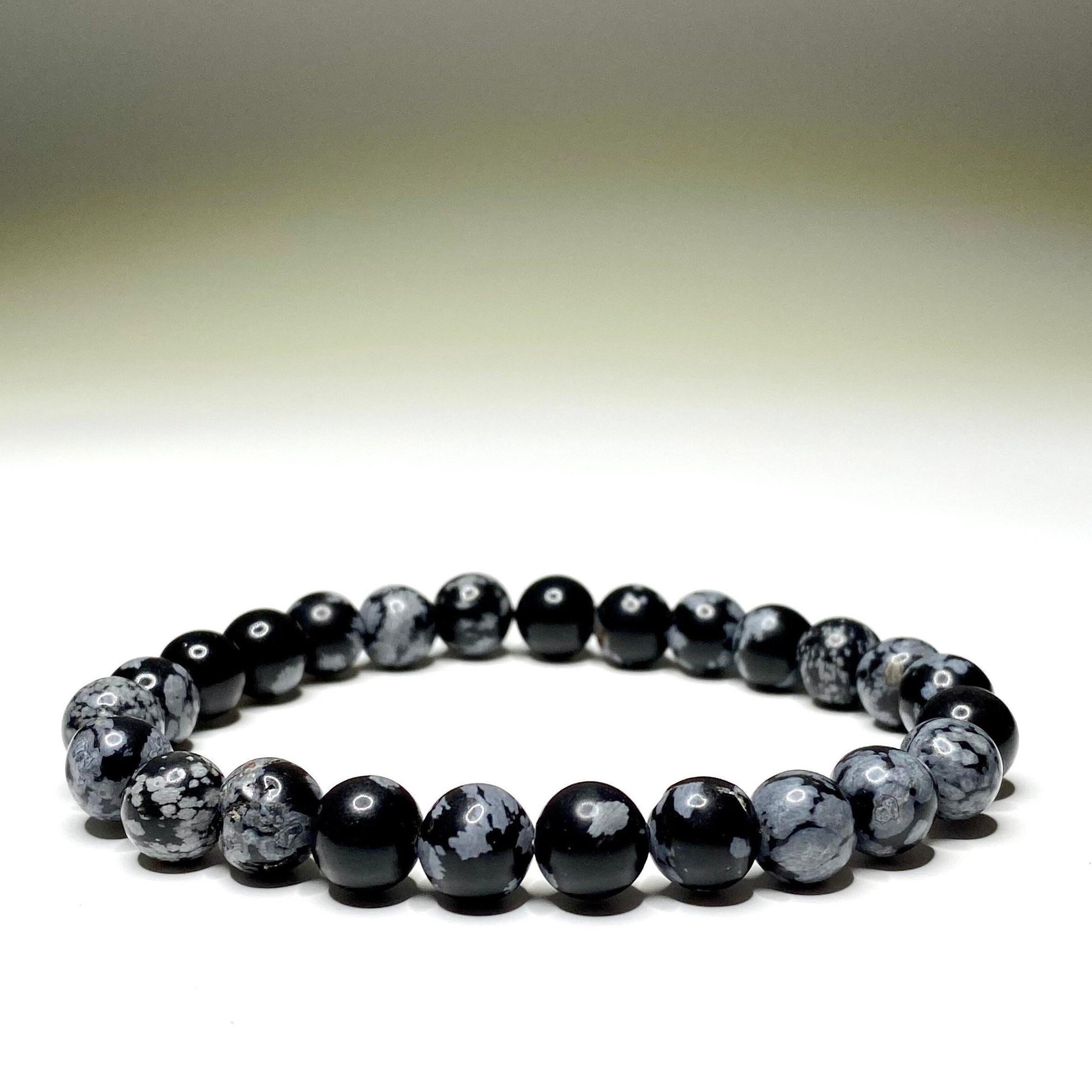 Snowflake Obsidian Crystal Bracelet: Gemstone Beaded Bracelet