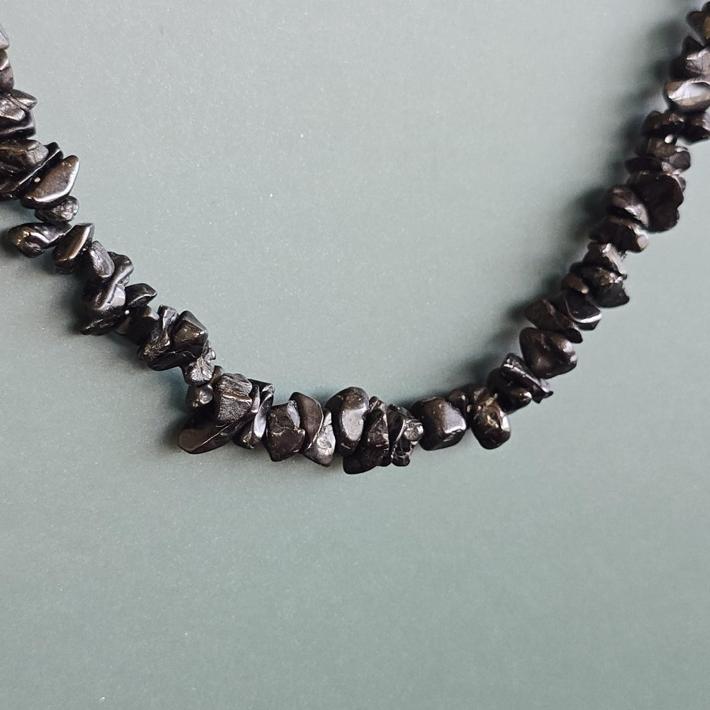 Black Tourmaline Chips Necklace: 36" Handmade Long Crystal Necklace