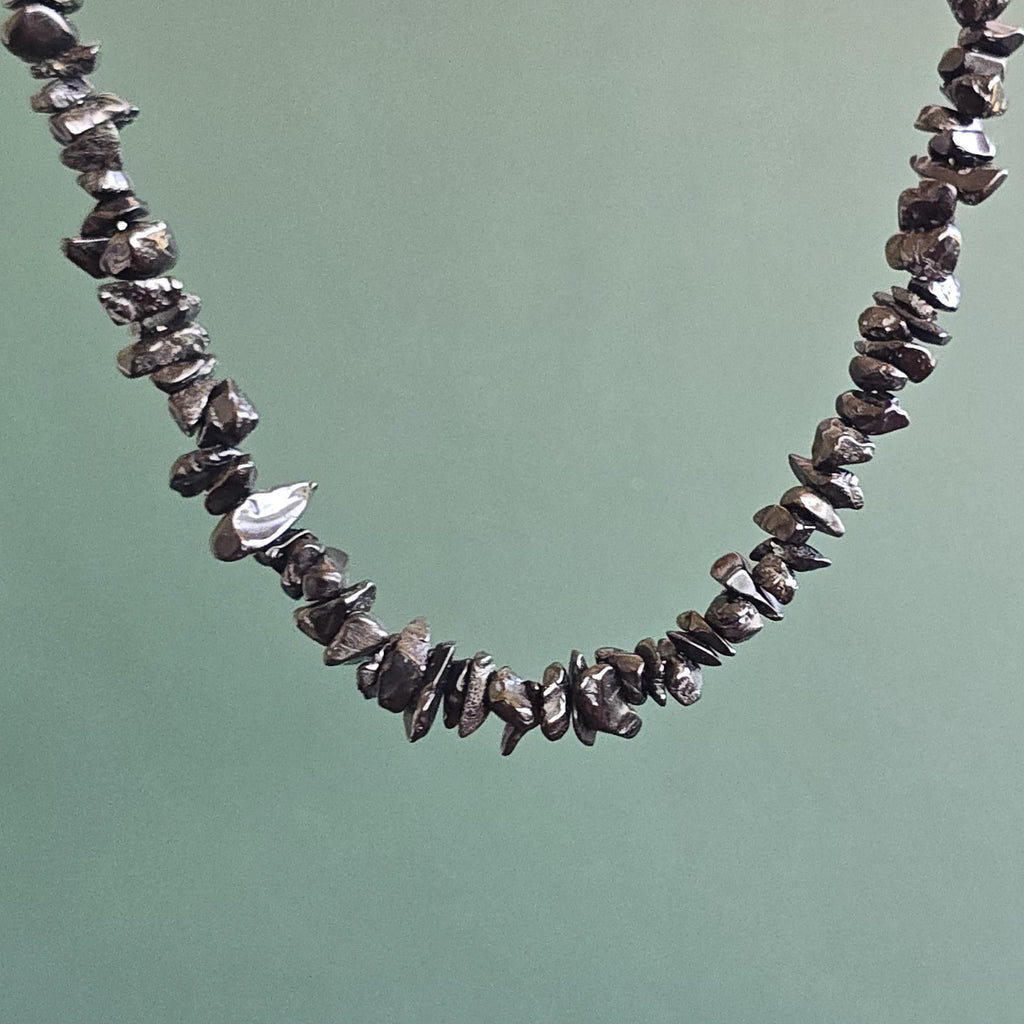 Black Tourmaline Chips Necklace: 36" Handmade Long Crystal Necklace