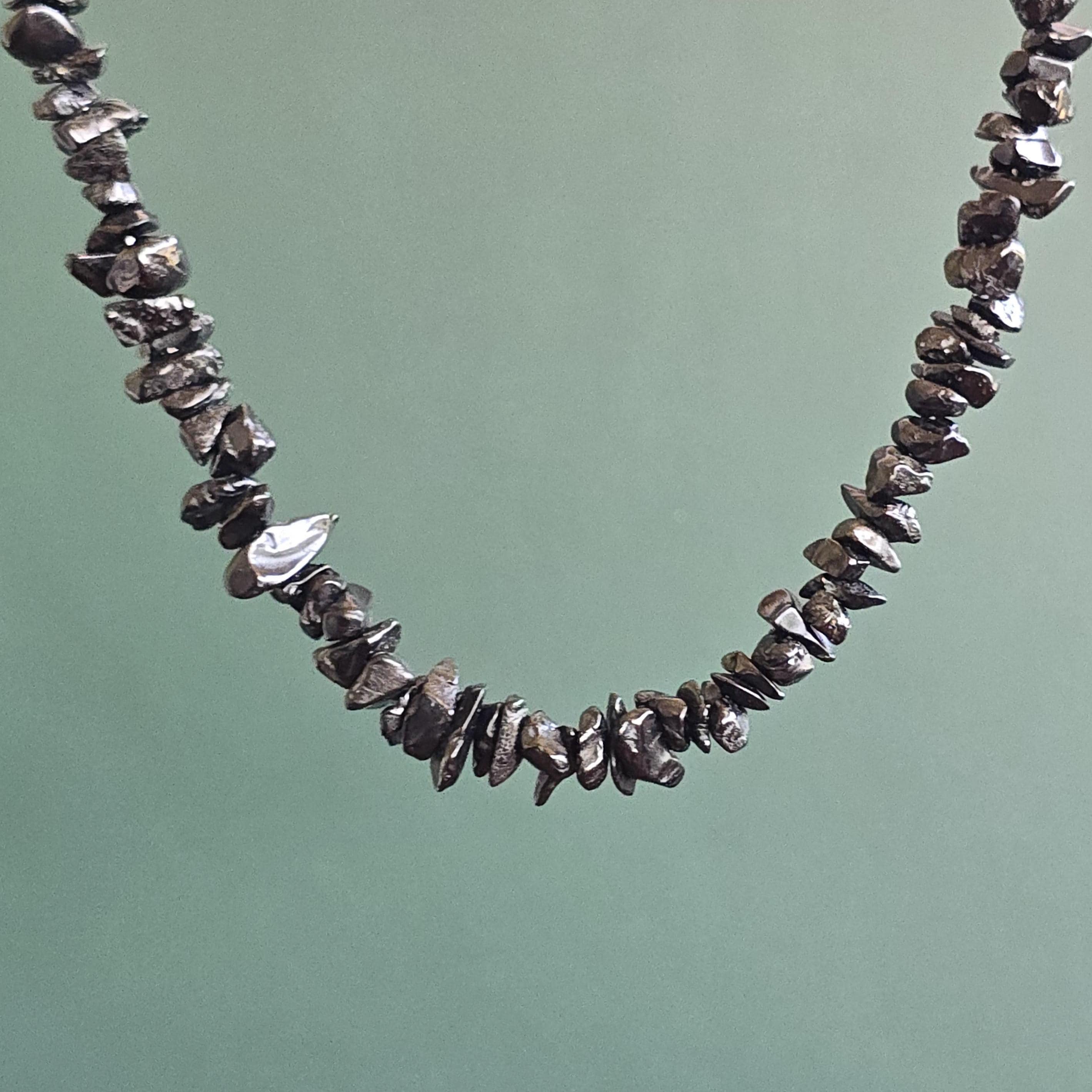 Black Tourmaline Chips Necklace: 36" Handmade Long Crystal Necklace