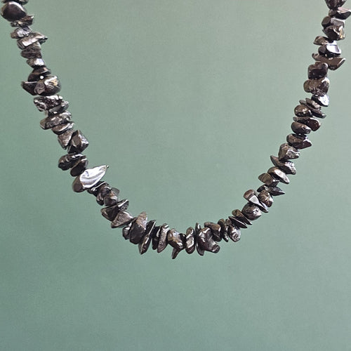 Black Tourmaline Chips Necklace: 36" Handmade Long Crystal Necklace