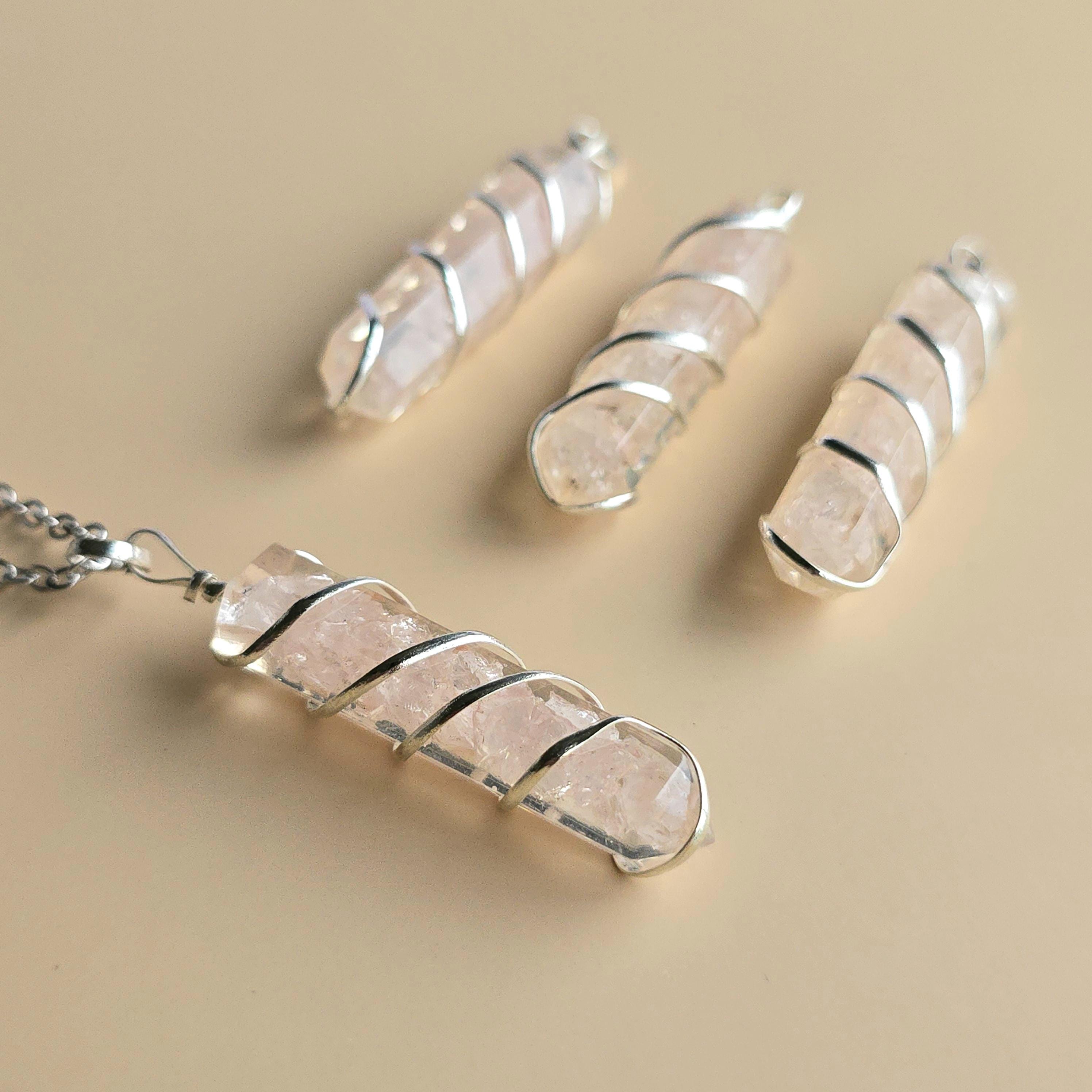 Rose Quartz in Orgonite Coil Wrapped Pendant Necklace