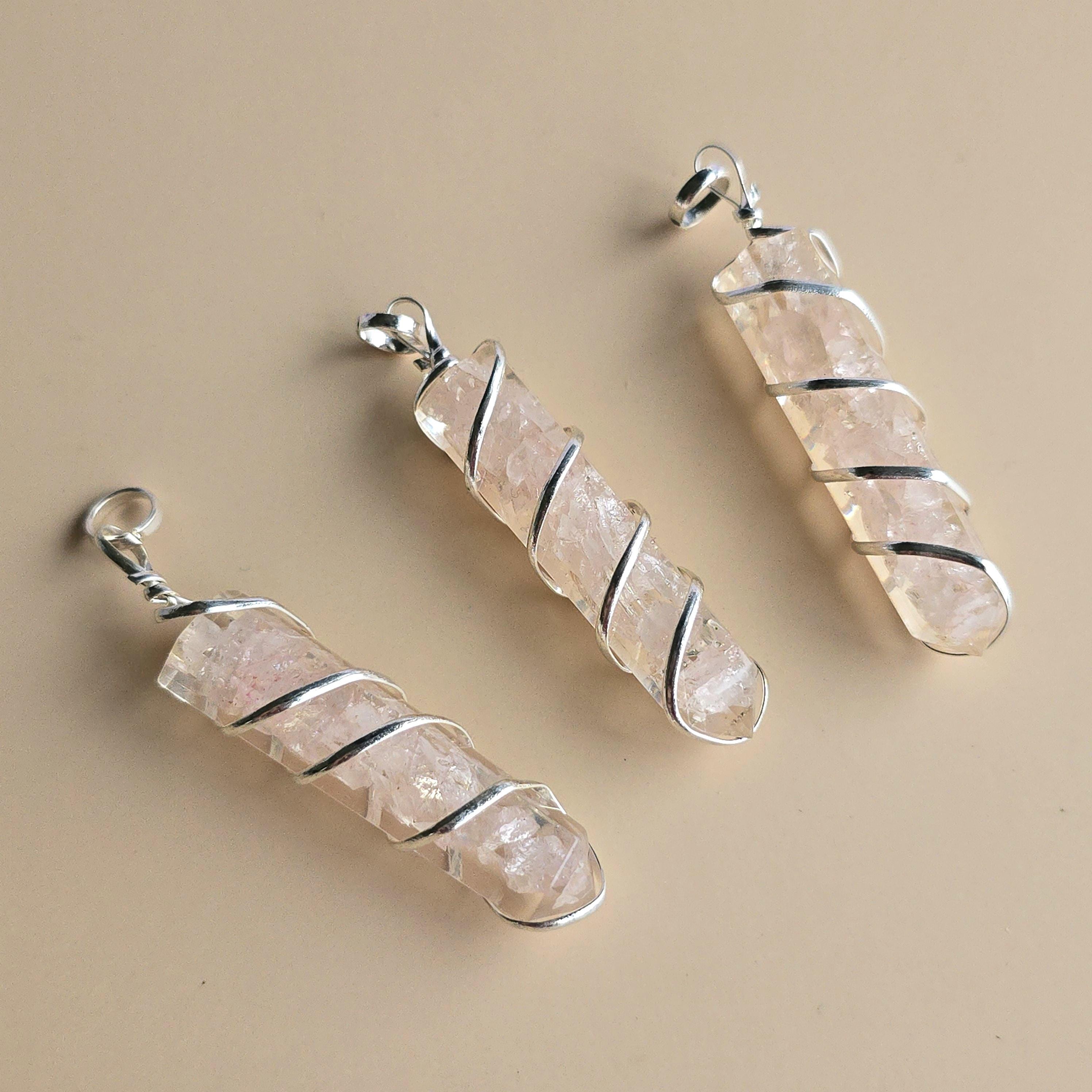 Rose Quartz in Orgonite Coil Wrapped Pendant Necklace