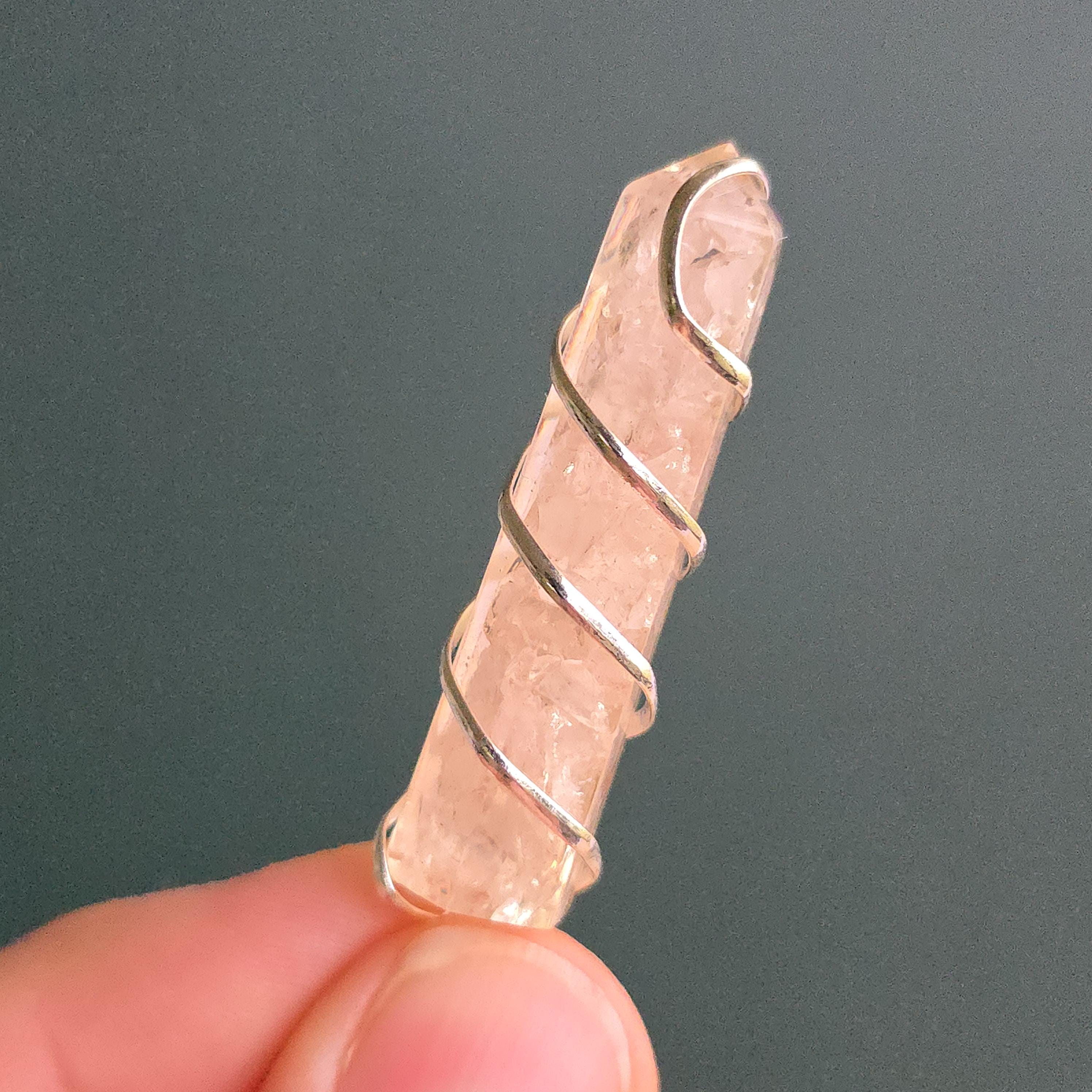 Rose Quartz in Orgonite Coil Wrapped Pendant Necklace