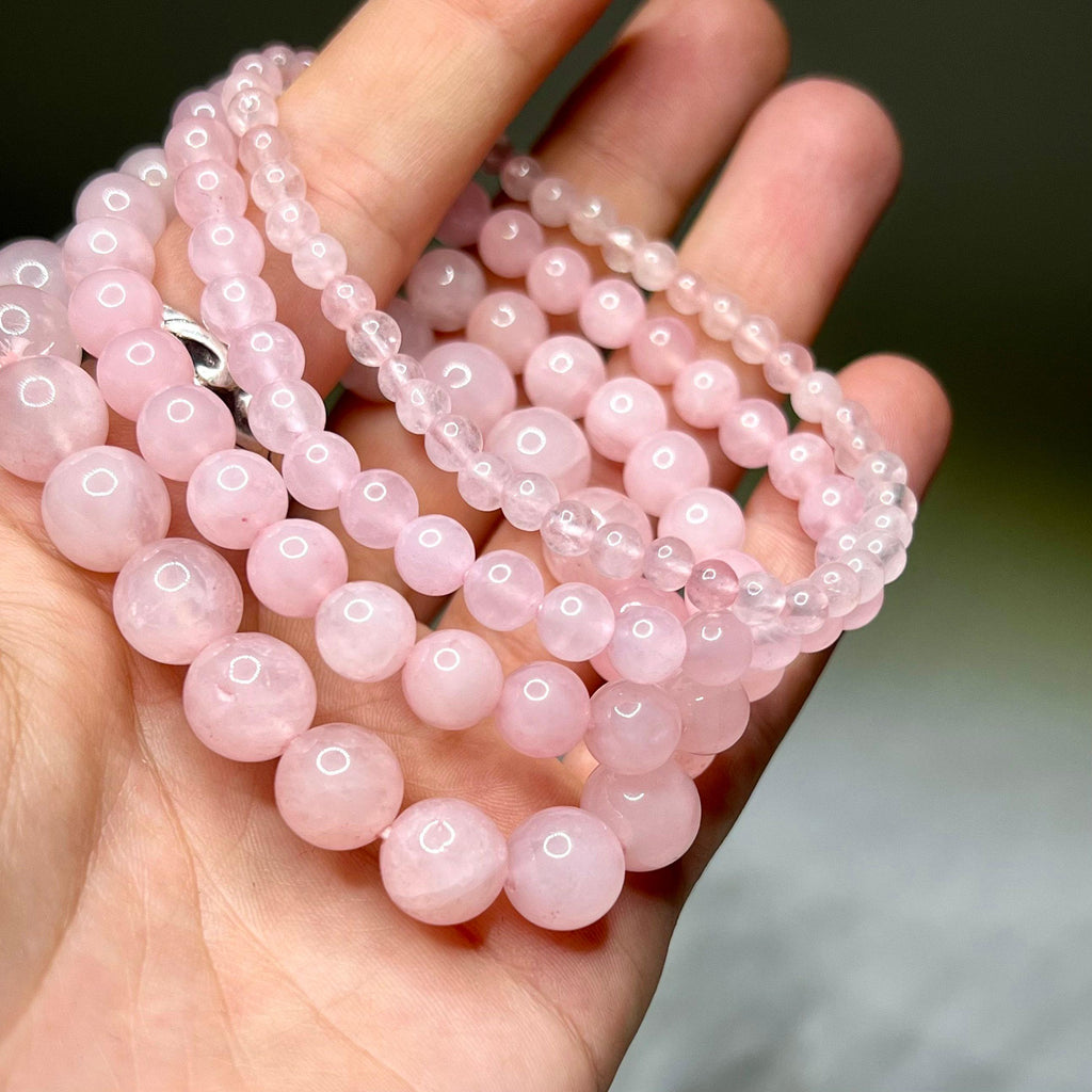 Rose Quartz Crystal Bracelet: Gemstone Beaded Stretch Bracelet