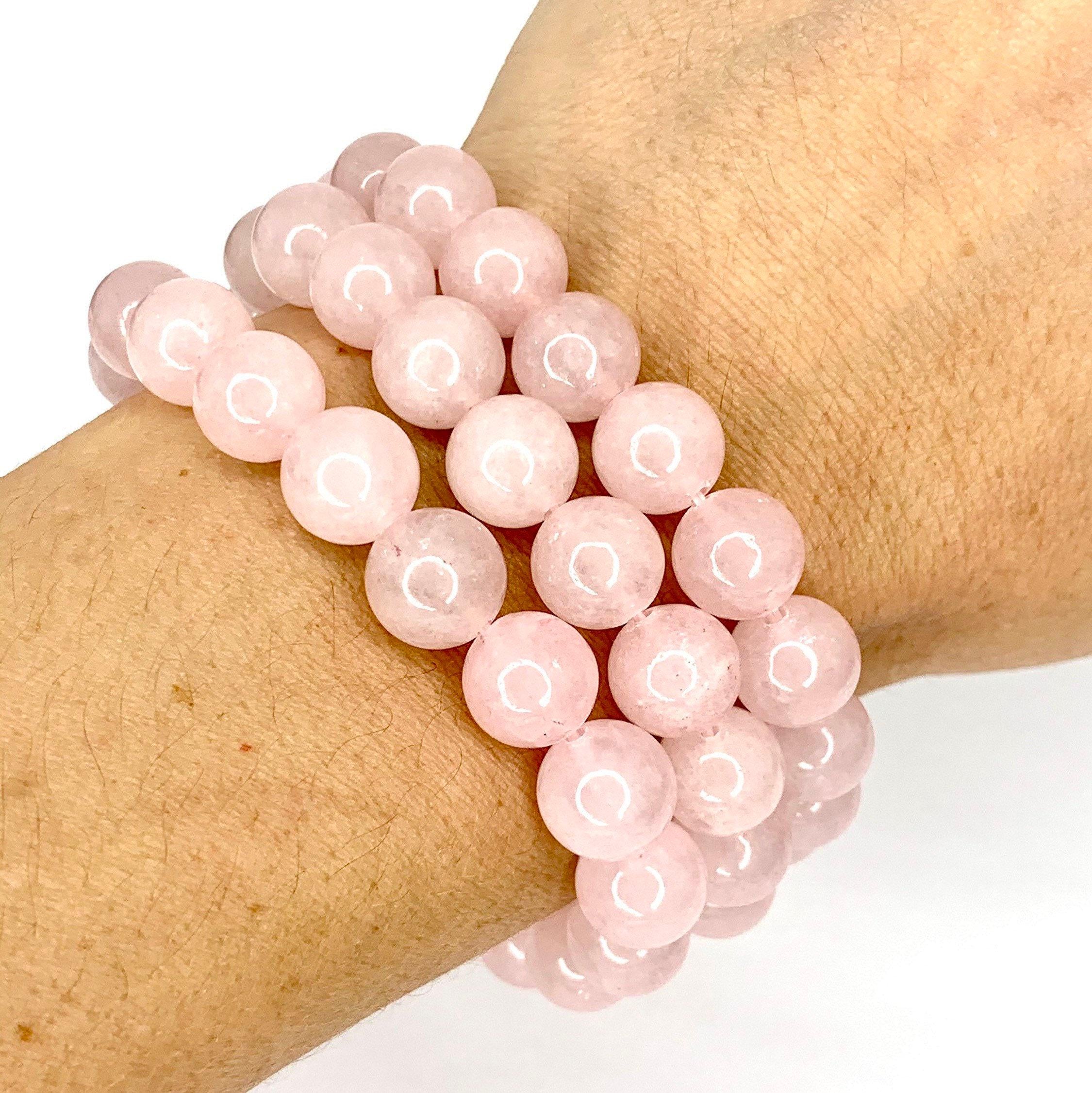Rose Quartz Crystal Bracelet: Gemstone Beaded Stretch Bracelet