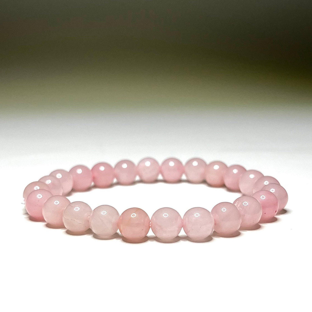 Rose Quartz Crystal Bracelet: Gemstone Beaded Stretch Bracelet