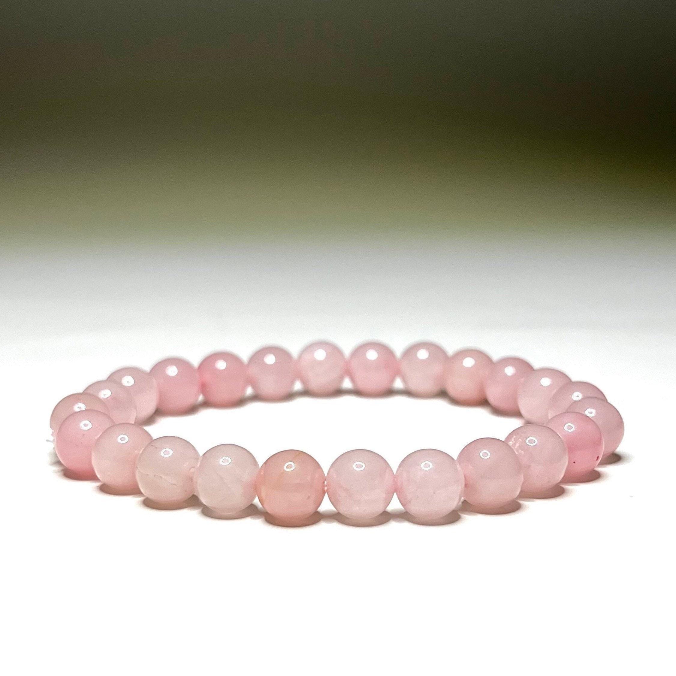 Rose Quartz Crystal Bracelet: Gemstone Beaded Stretch Bracelet
