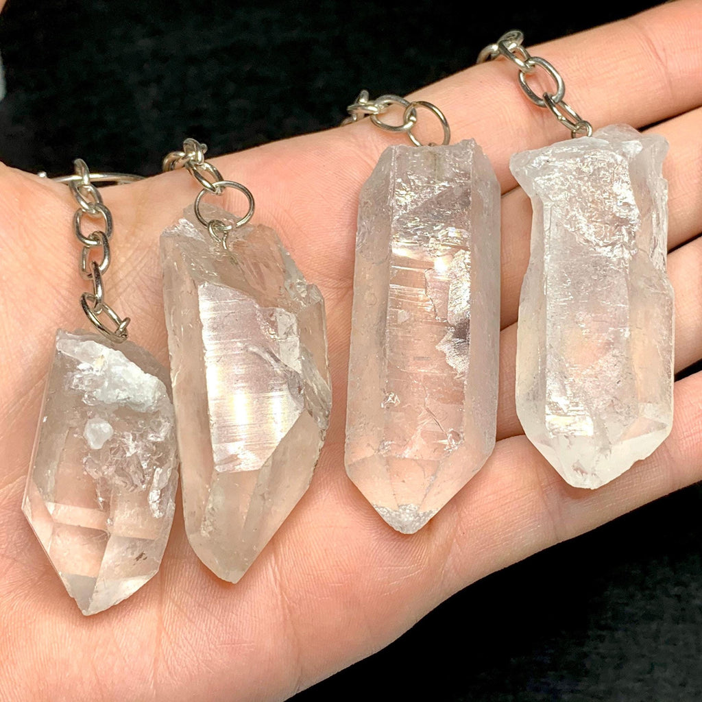 Clear Quartz Point Crystal Keychain