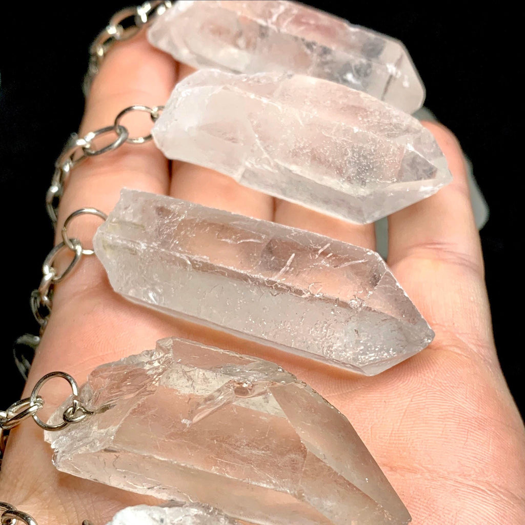 Clear Quartz Point Crystal Keychain