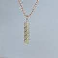 Green Aventurine Pendant Necklace: Wire Wrapped Gemstone with Copper Chain