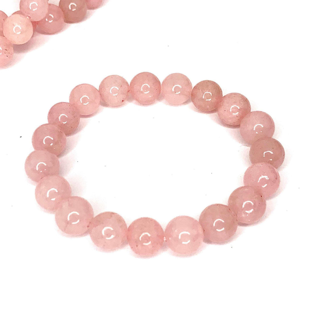 Rose Quartz Crystal Bracelet: Gemstone Beaded Stretch Bracelet