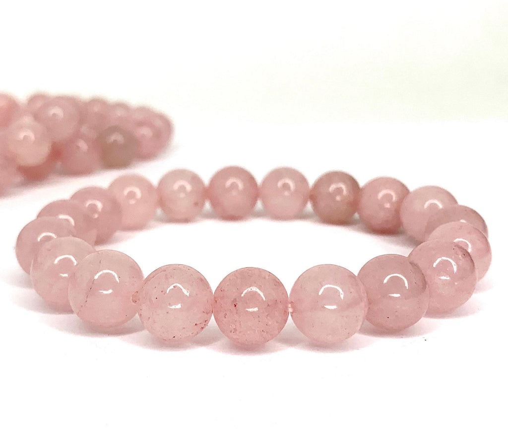 Rose Quartz Crystal Bracelet: Gemstone Beaded Stretch Bracelet