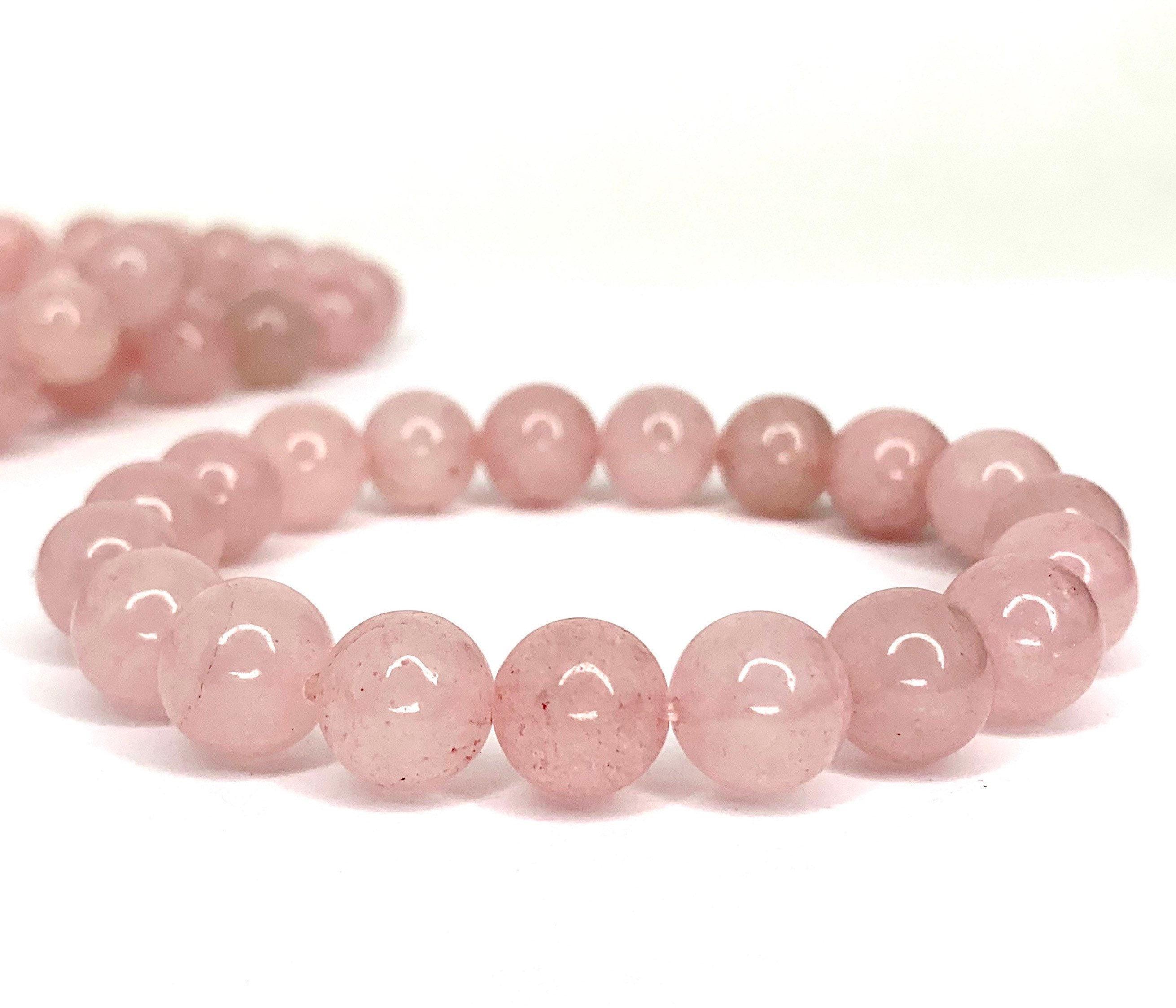 Rose Quartz Crystal Bracelet: Gemstone Beaded Stretch Bracelet