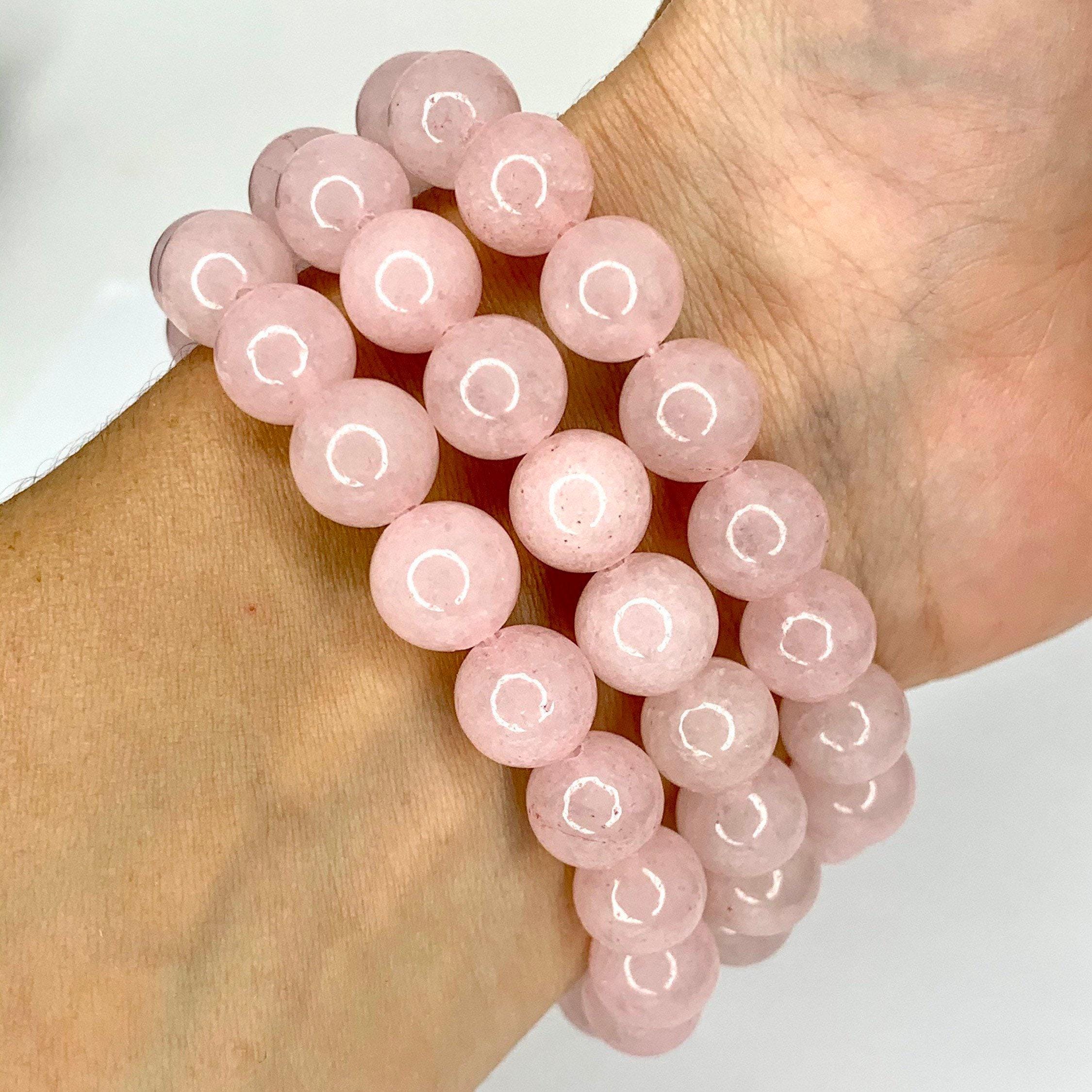 Rose Quartz Crystal Bracelet: Gemstone Beaded Stretch Bracelet