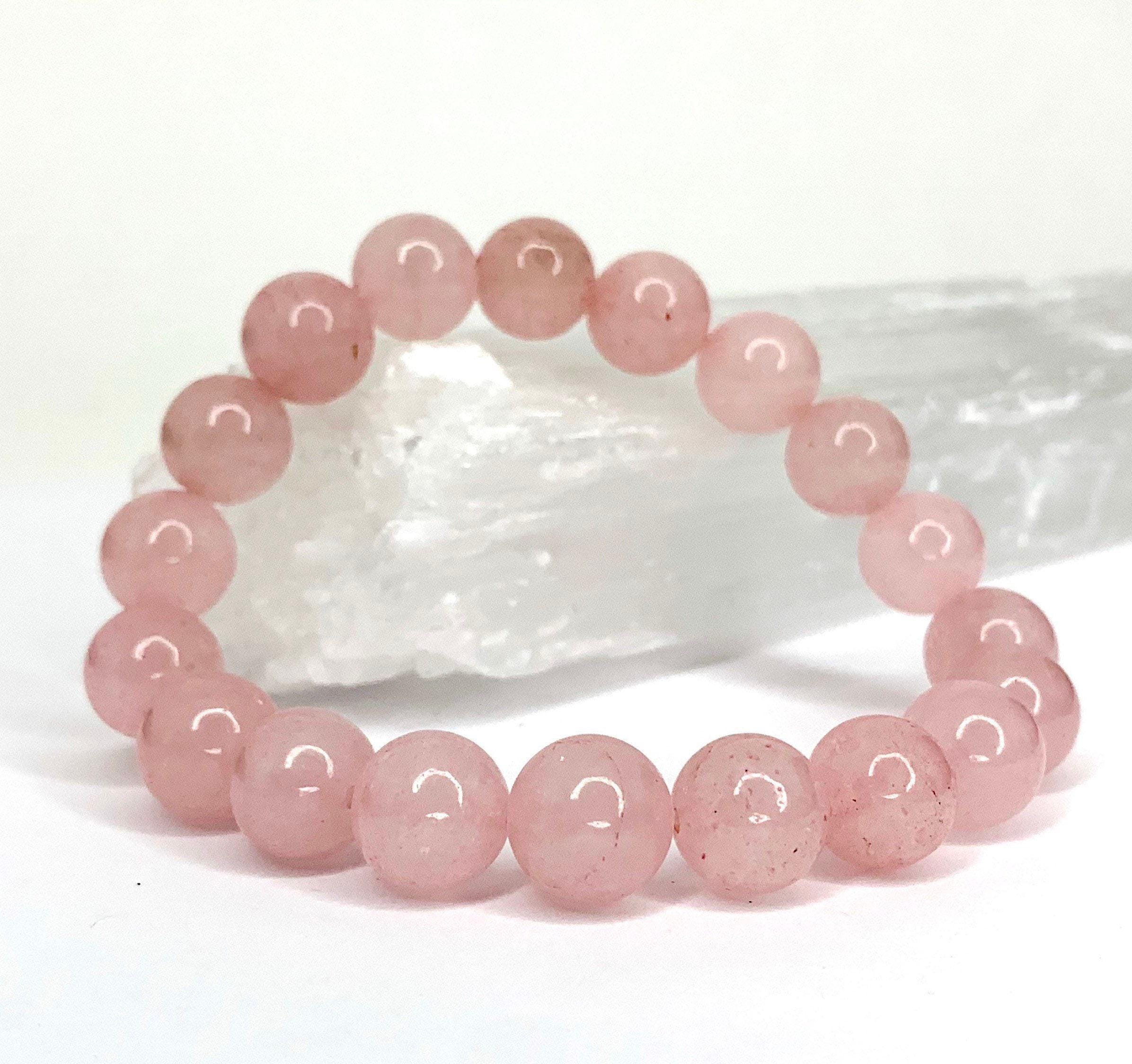 Rose Quartz Crystal Bracelet: Gemstone Beaded Stretch Bracelet