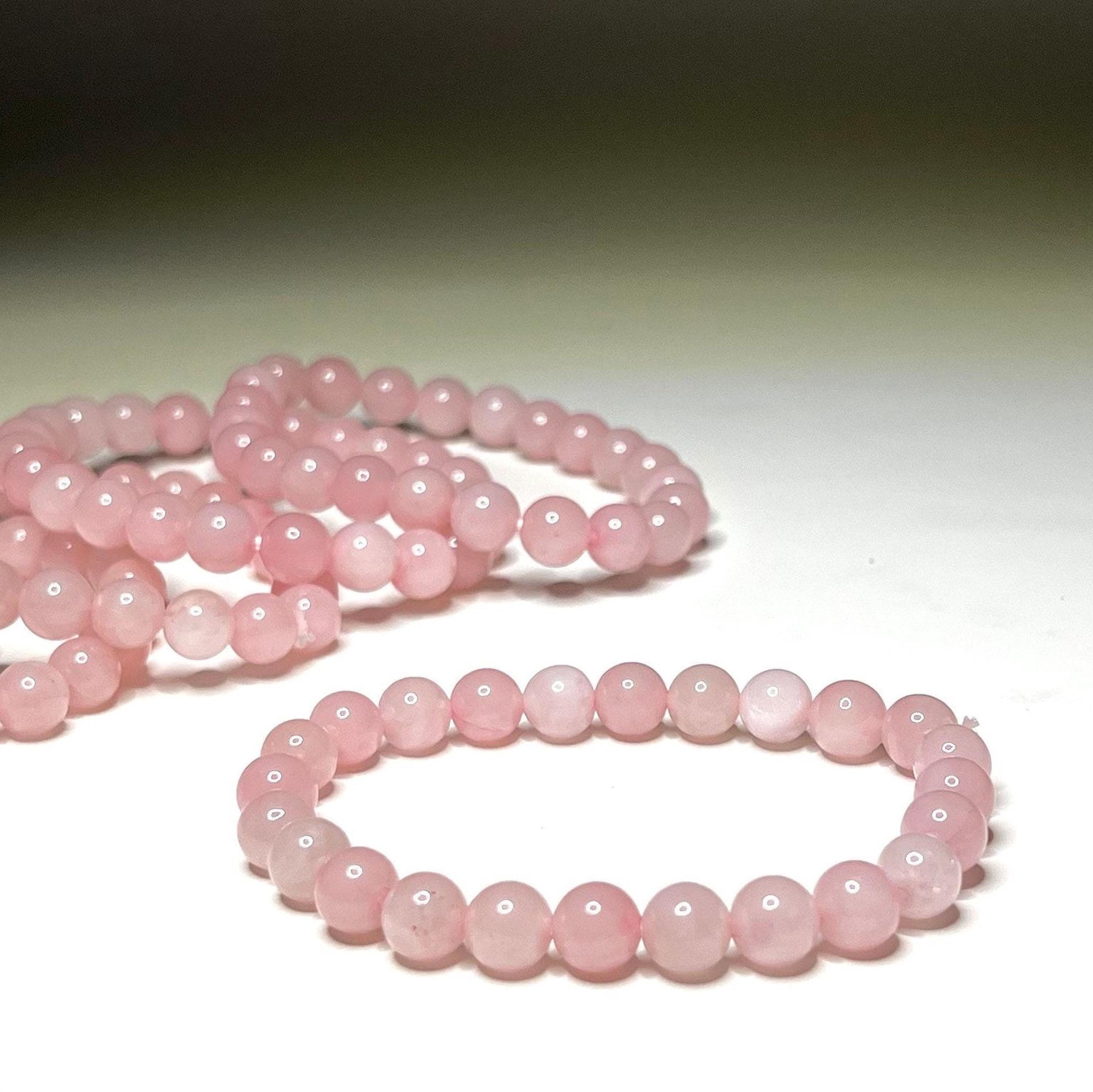Rose Quartz Crystal Bracelet: Gemstone Beaded Stretch Bracelet